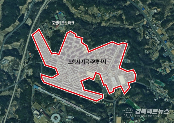 포항시 지곡주택단지에 산재한 오수관로 등 기반시설의 장기적인 관리문제가 도마에 올랐다. (사진 = 카카오앱)