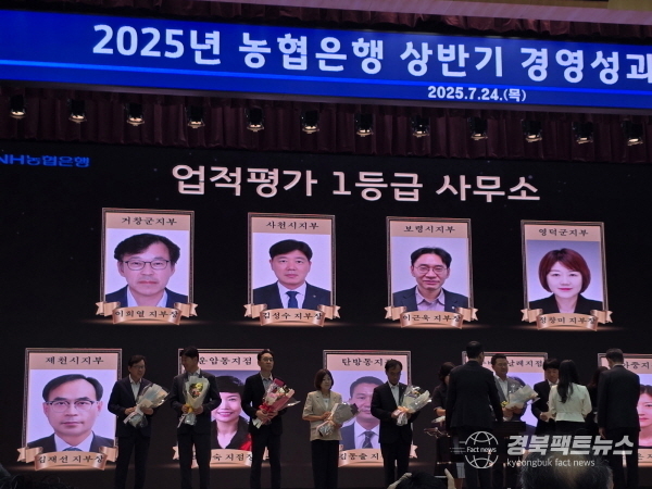 NH농협은행 영덕군지부가 ‘NH농협은행 2025년 상반기 경영성과분석회의’에서 2025 상반기 업적평가 1등급 달성 사무소에 선정됐다. (사진 = NH농협은행 영덕군지부)