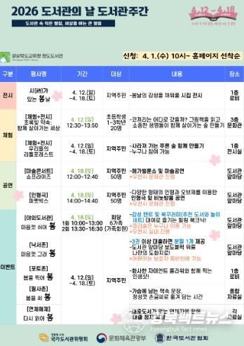 청도도서관, 도서관의 날·도서관주간 맞아 오감만족 프로그램 풍성